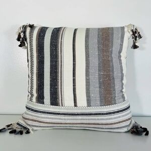 Anthropologie Striped Gray and Brown Throw Pillow Case